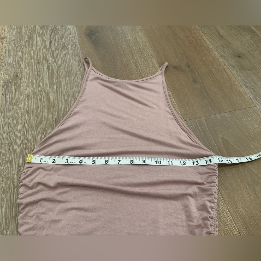 Black Pink Gathered Midi Dress With Drawstrings At Sides Large - Picture 6 of 8